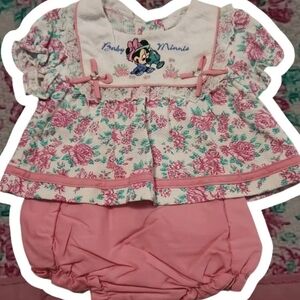 Disney Baby Minnie Floral Diaper Cover Set - Pink and White